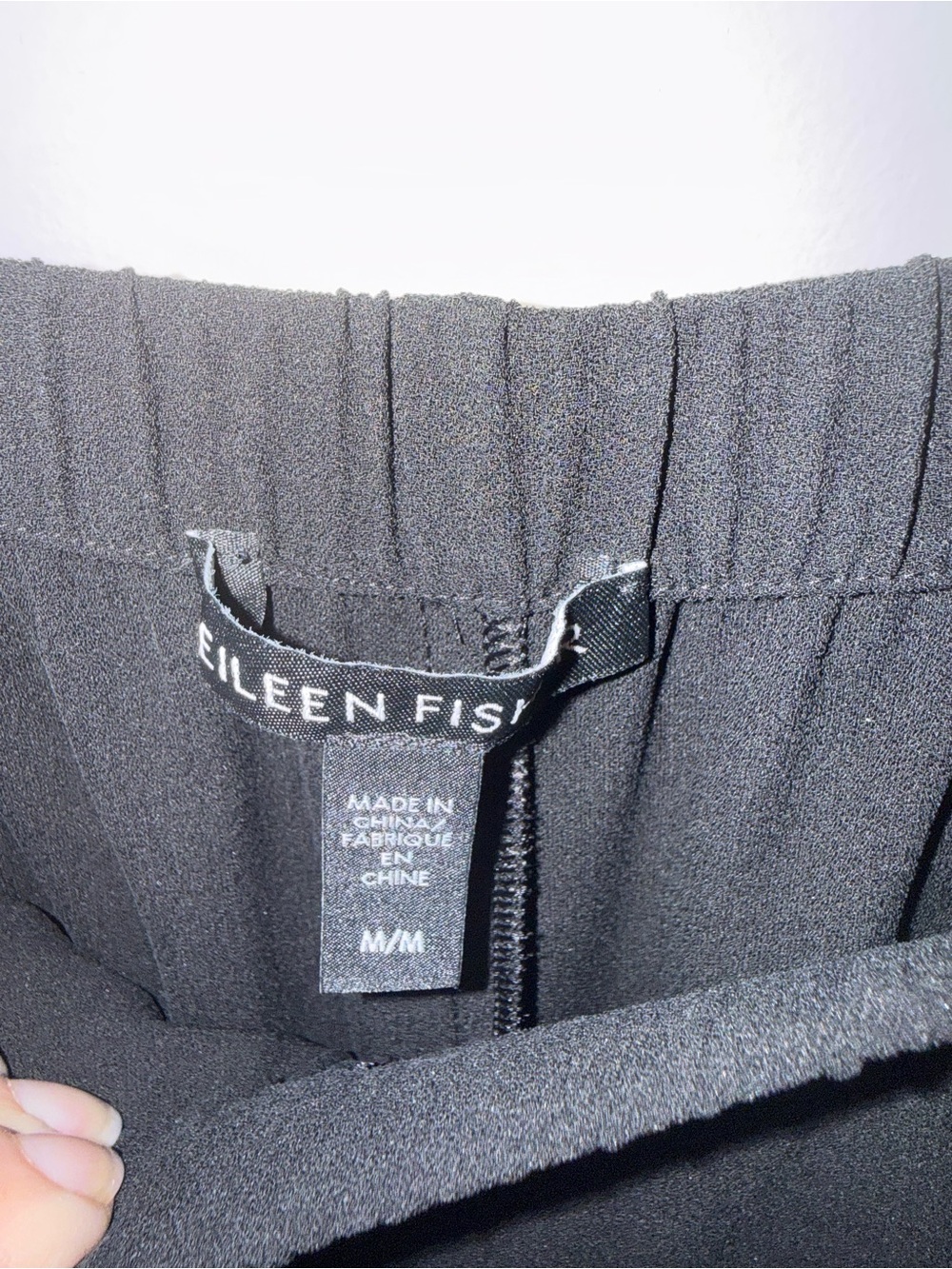 EILEEN FISHER Black Silk elastic waist Pants